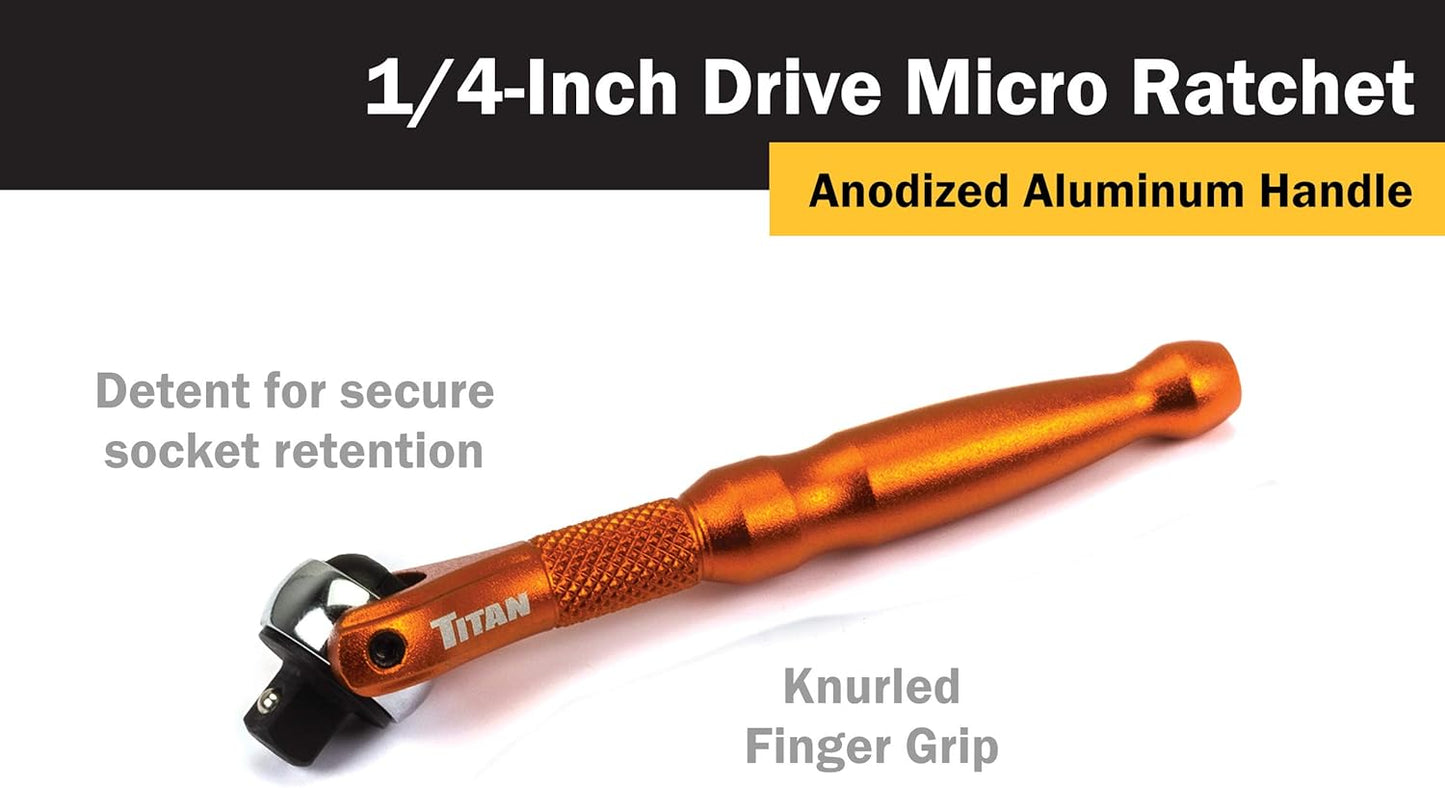 Destornillador trinquete micro 1/4x4 pulg 90 dientes naranja