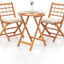 3 Pzas Sillas Plegables Acacia Mesa Patio Trasero Blanco