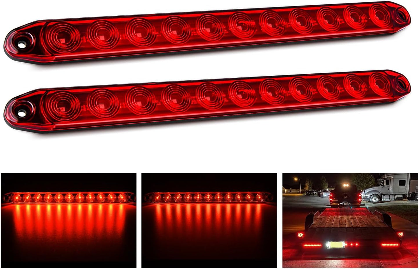 Barra luz remolque 16" 11LED rojo IP65 camión