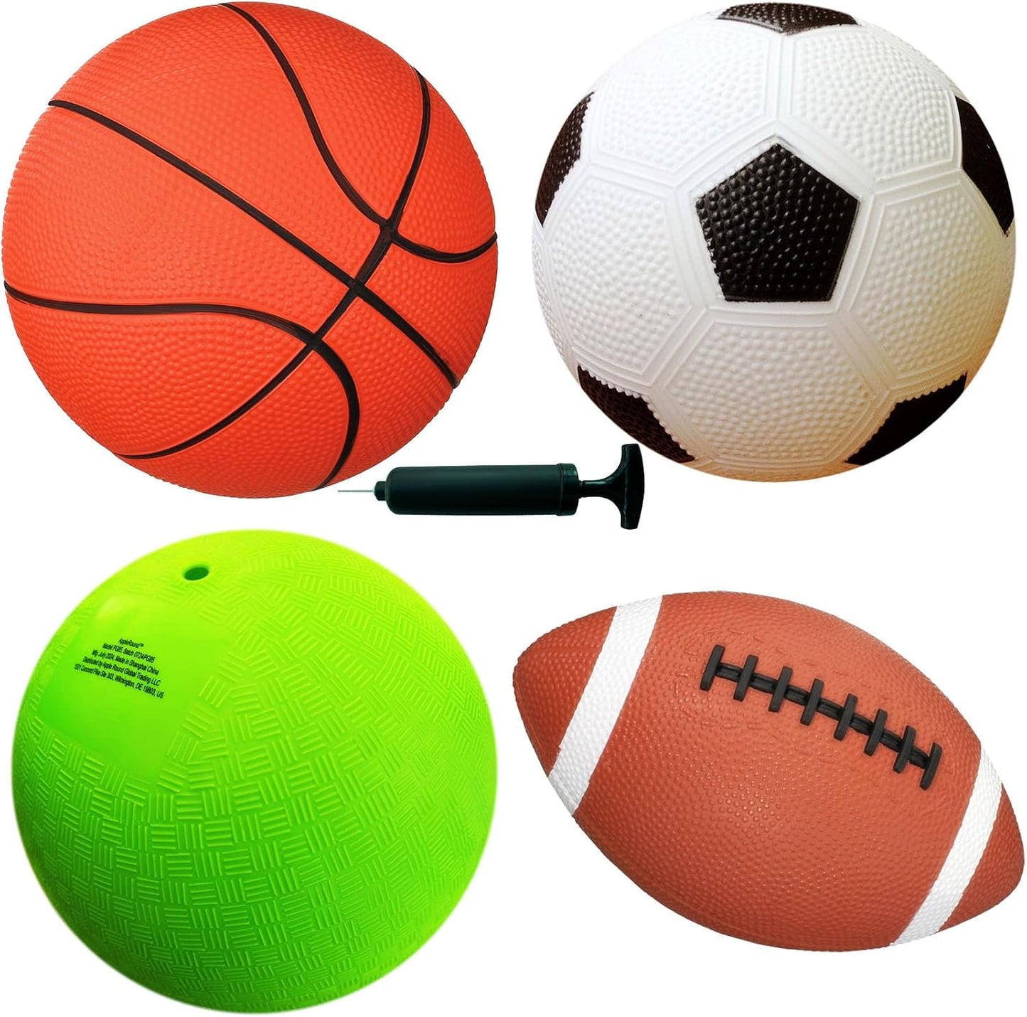 4 Pelotas Deportivas Niños 5-6.5pulg Inflador Suaves
