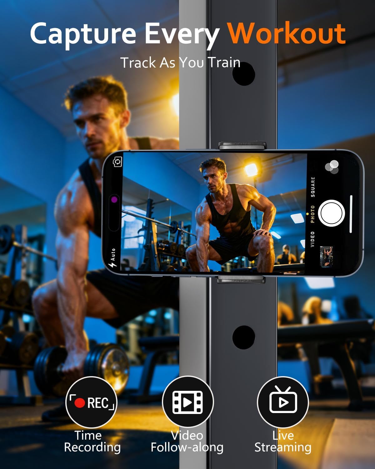 Soporte magnético para teléfono gimnasio giratorio 360°