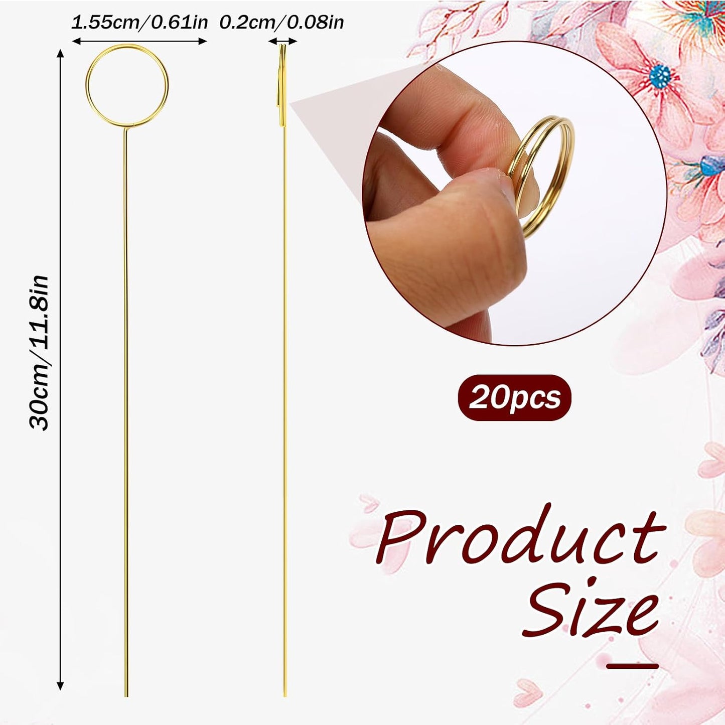 20 Soportes Tarjetas Regalo Metal Dorado Florales