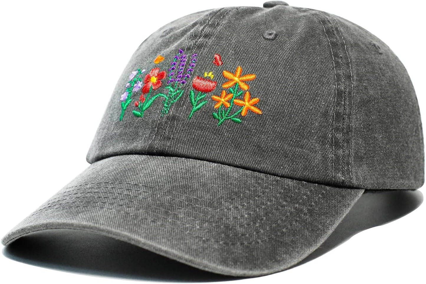 Sombrero jardín flores bordadas ajustables mujer