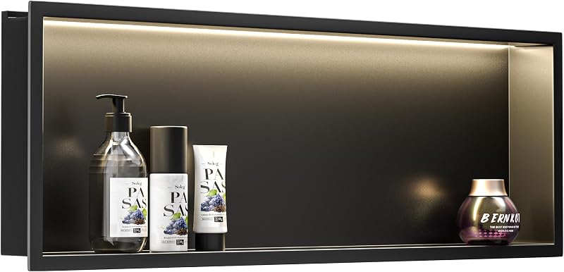 Hornacina acero inox LED impermeable 36x12pulg negro mate