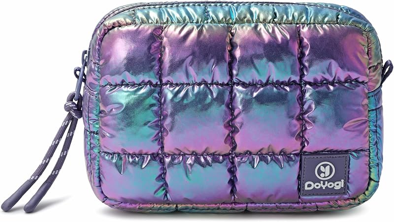 Bolsa cosméticos acolchada para mujer morado deslumbrante