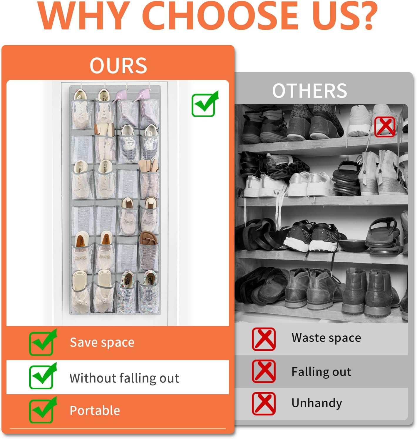 Organiz. zapatos colgante 24 bolsillos malla