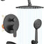 Set grifo ducha bañera 12" lluvia y rociador negro