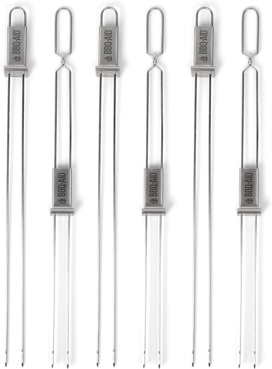 Brochetas acero inox doble punta para asar parrilla