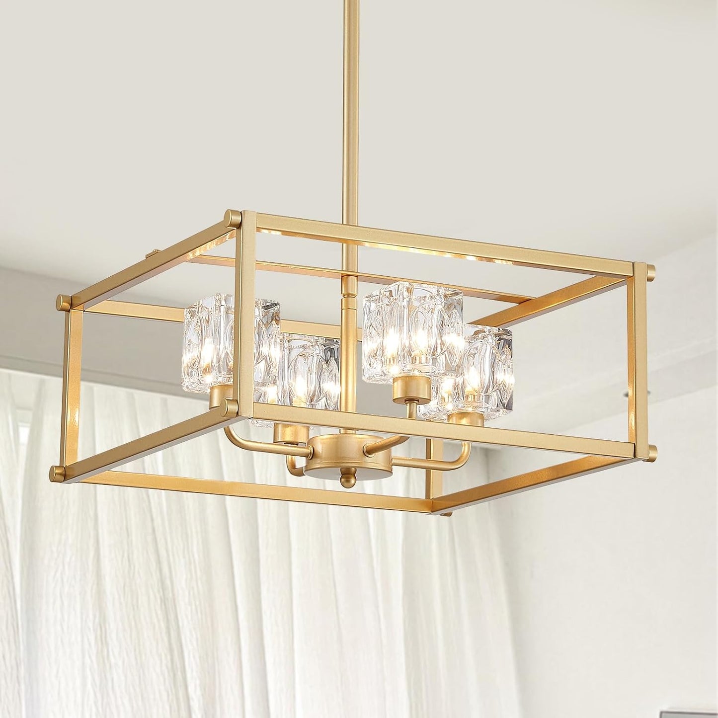 Candelabro dorado 4 luces estilo campo cocina sala
