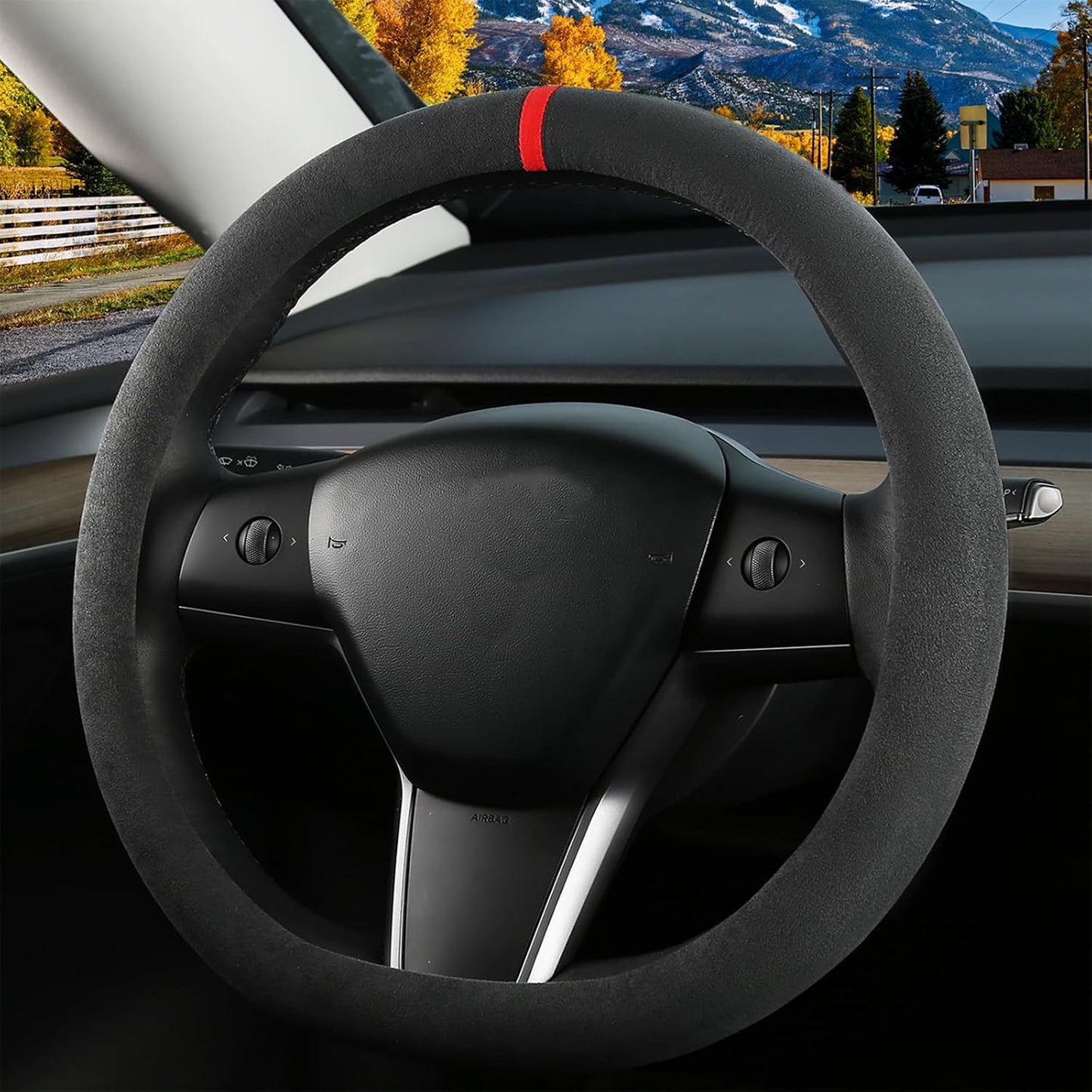 Funda volante gamuza Tesla Modelo 3/Y 14pulg negro