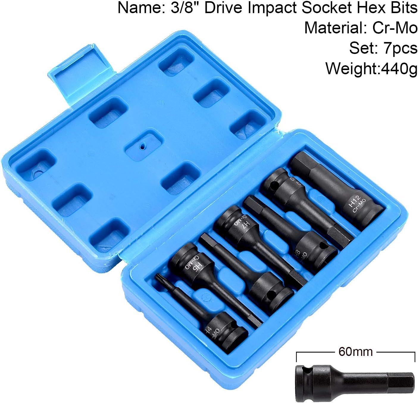 Set llaves hex 3/8" 7 pzas Cr-Mo herramientas