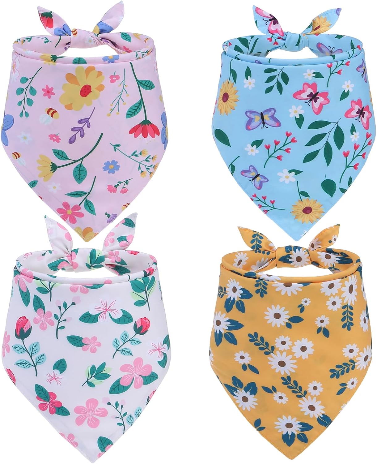 Bandana reversible floral para perros pequeños 4 pzas
