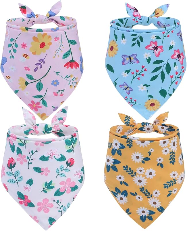 Bandana reversible floral para perros pequeños 4 pzas