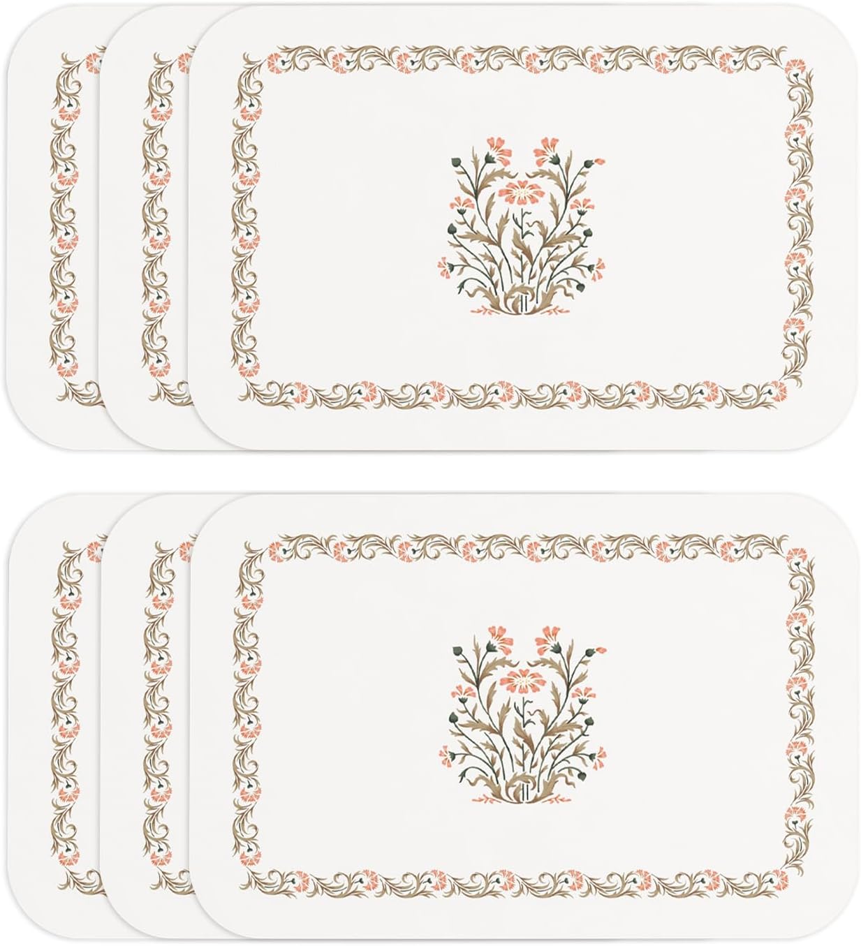 6 Pzas Manteles PVC Campo Floral Rectangulares Impermeables