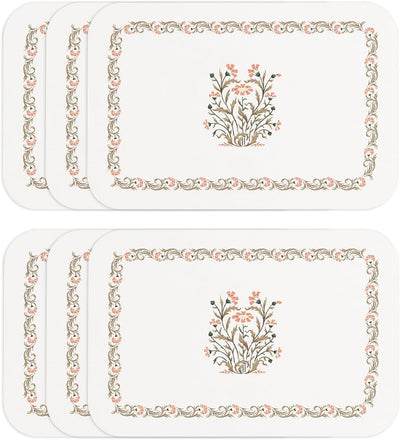 6 Pzas Manteles PVC Campo Floral Rectangulares Impermeables