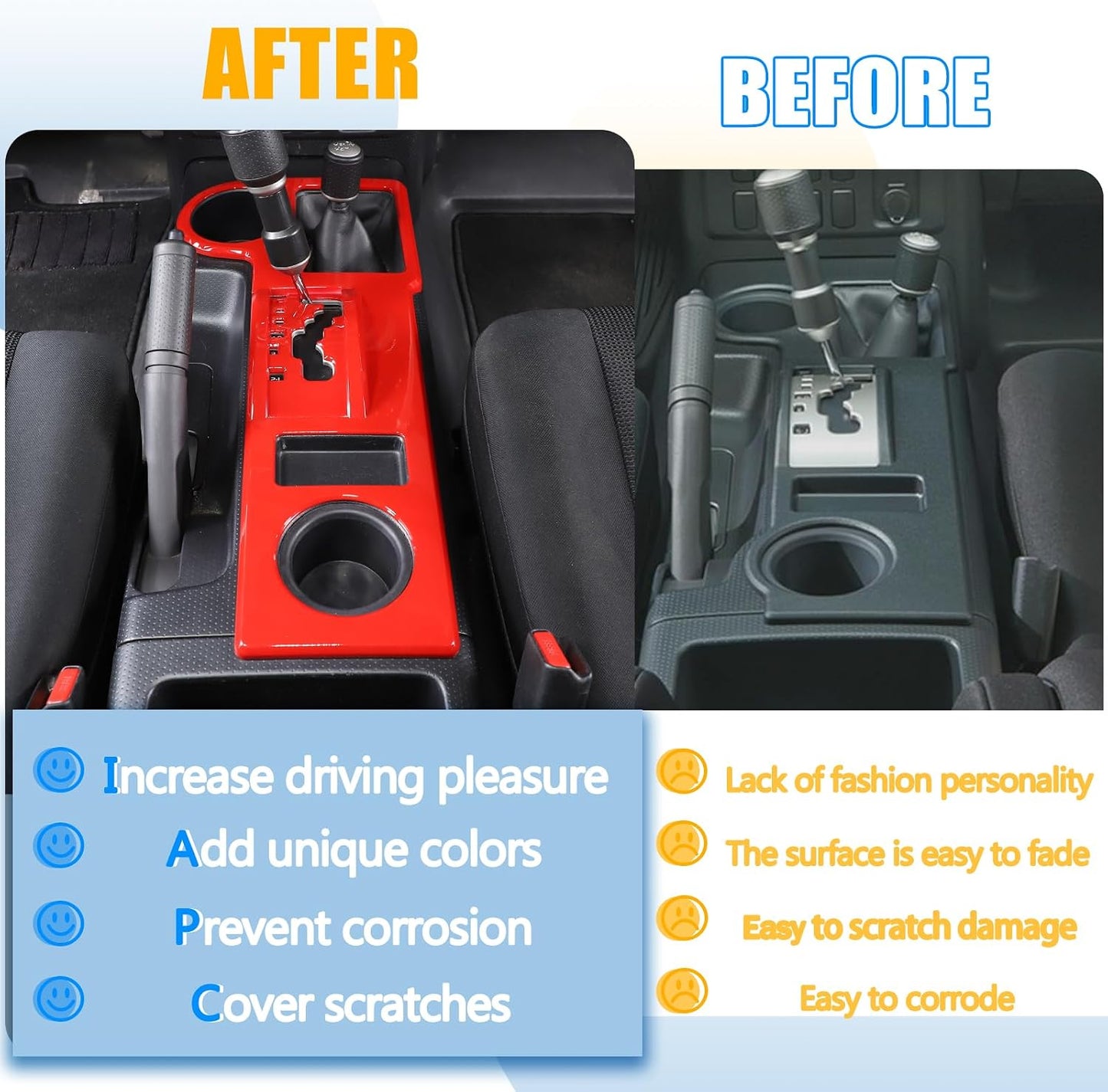 Cubierta panel caja cambios ABS Toyota FJ Cruiser 07-22 rojo