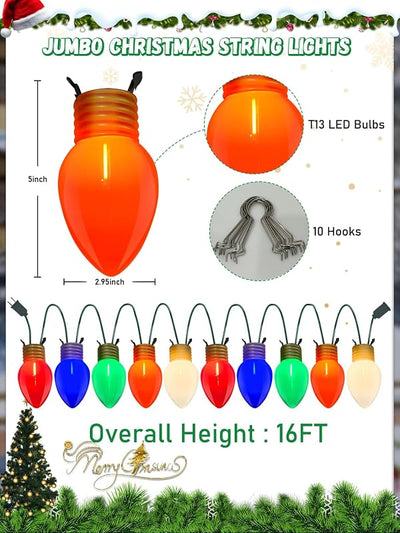 Luces Navidad 16" 10 bombillas LED C7 multicolor vintage