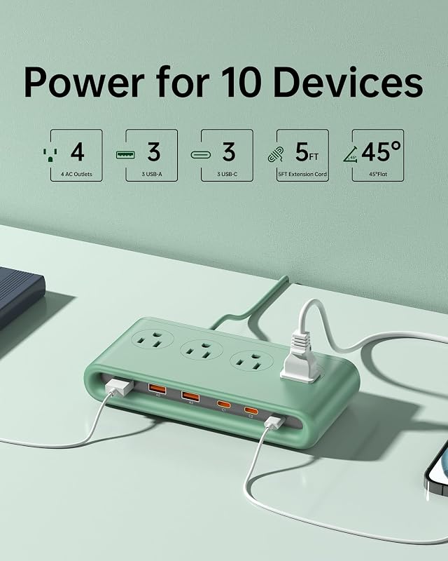 Regleta USB PD 6 puertos 35W con proteccion 2500J