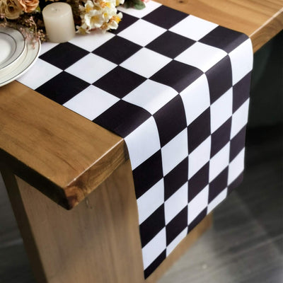 Camino mesa ajedrez blanco y negro 12x72pulg decoración fiestas