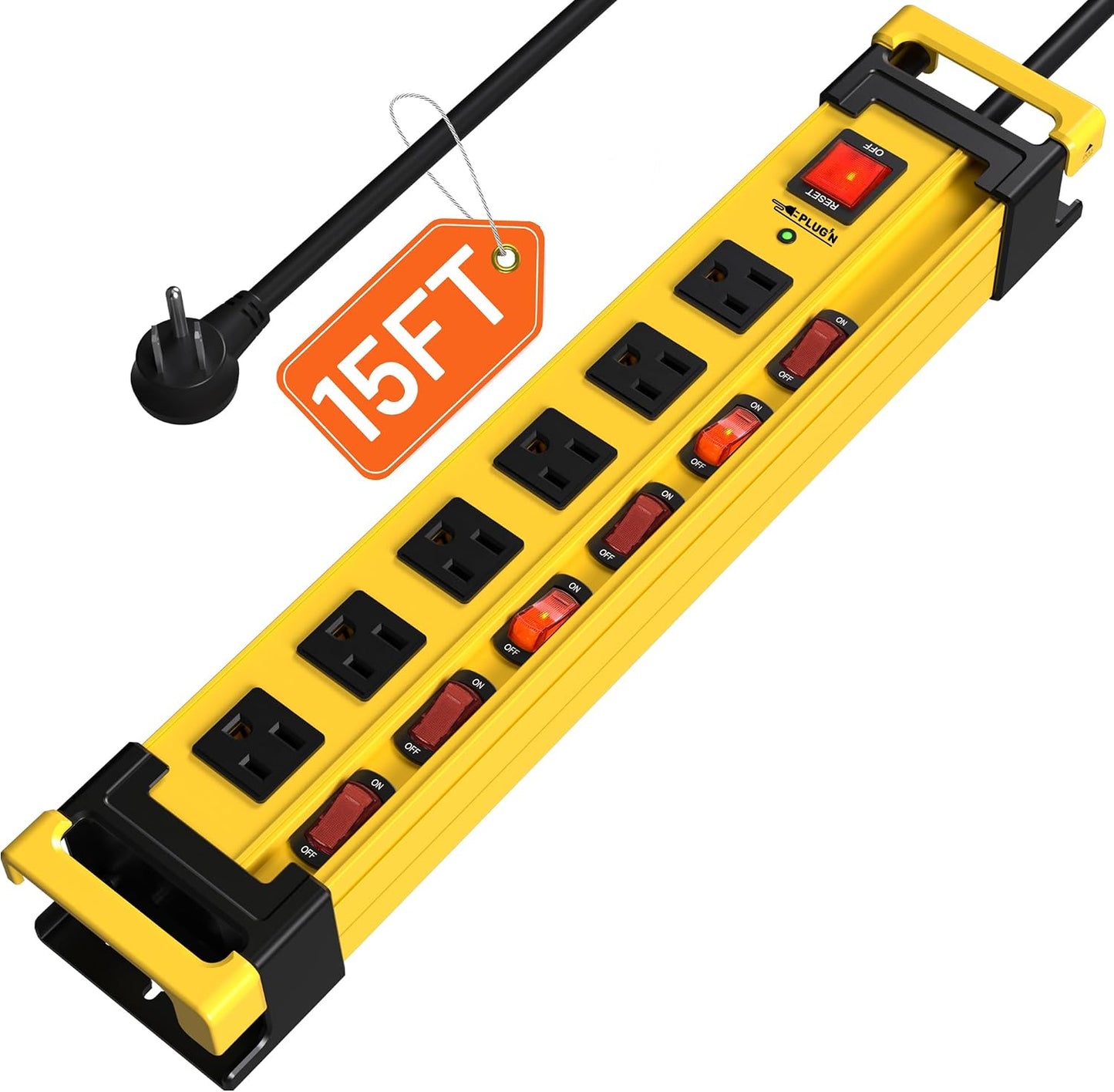 Regleta sobretensión 2700J con 6 tomas metal 15pies