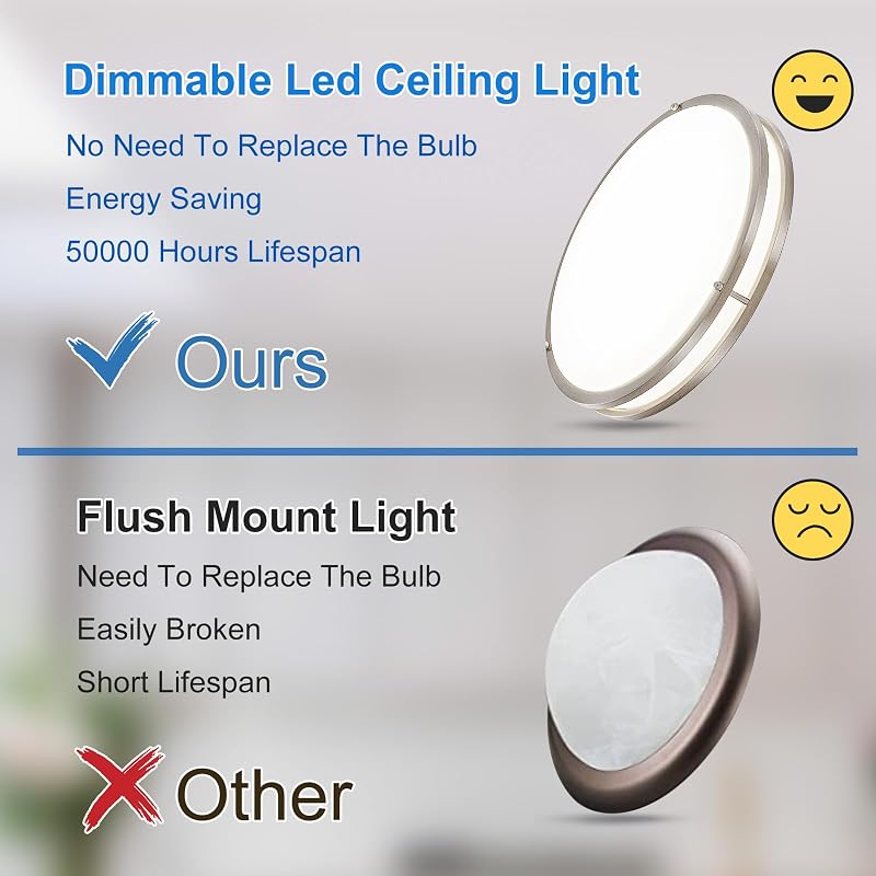 Lámpara techo LED 16" regulable 36W níquel cepillado