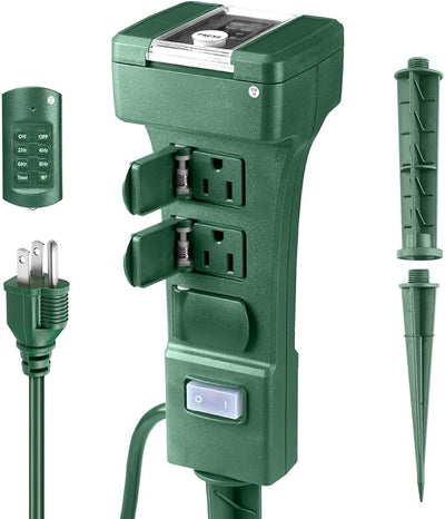 Temporizador estaca eléctrica patio 6 salidas control remoto