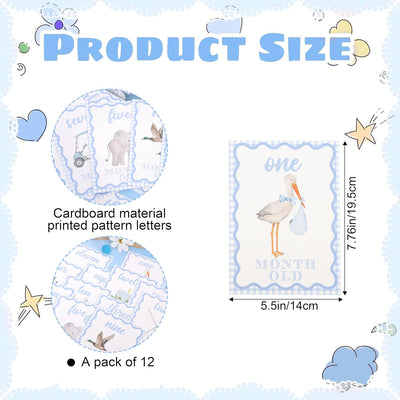 Tarjetas hitos bebé accesorios fotos baby shower azul