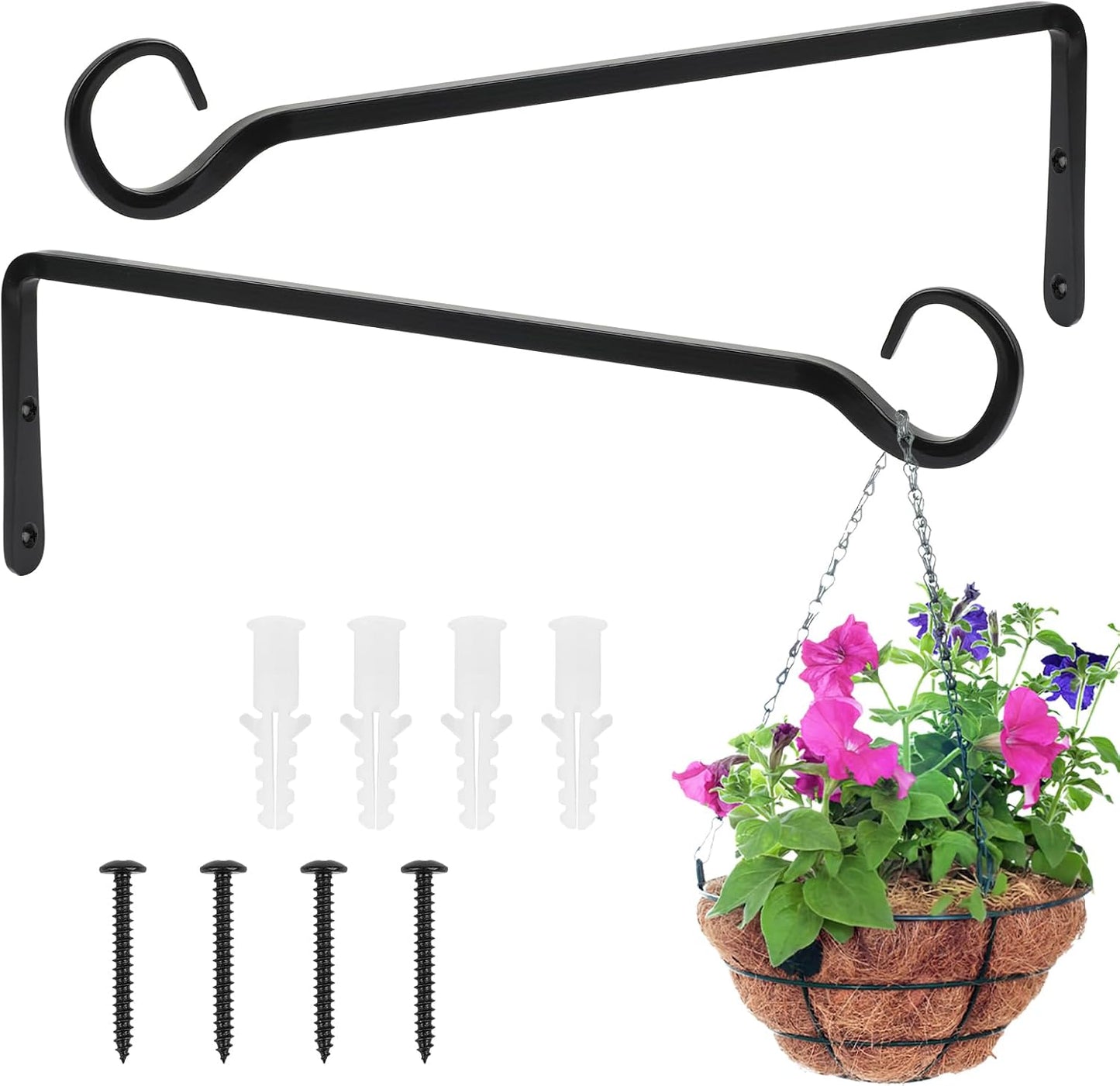 2 Soportes colgar plantas 12pulg metal exterior