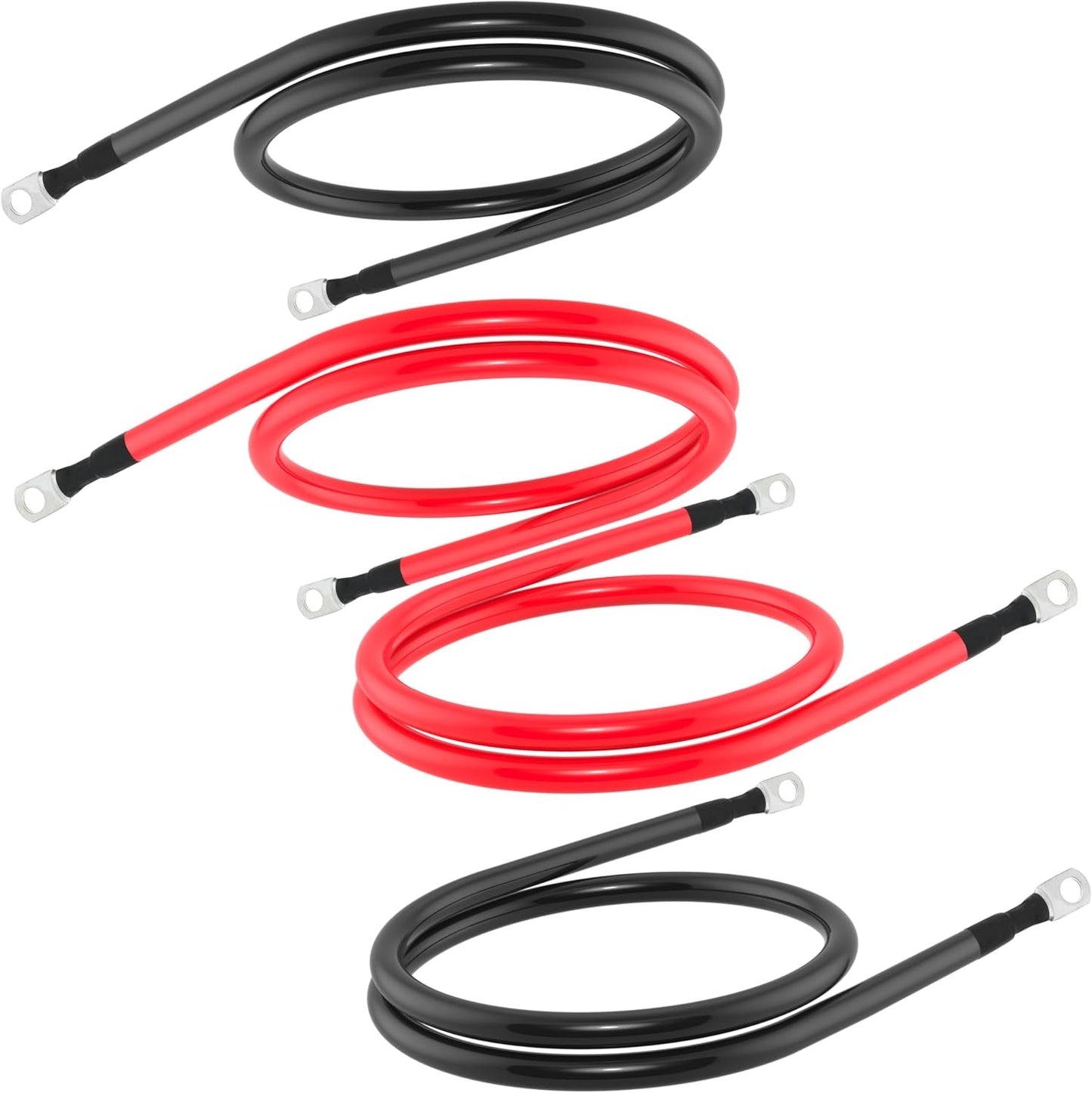 Cable batería 4AWG 3 pies con terminales 3/8" inversor