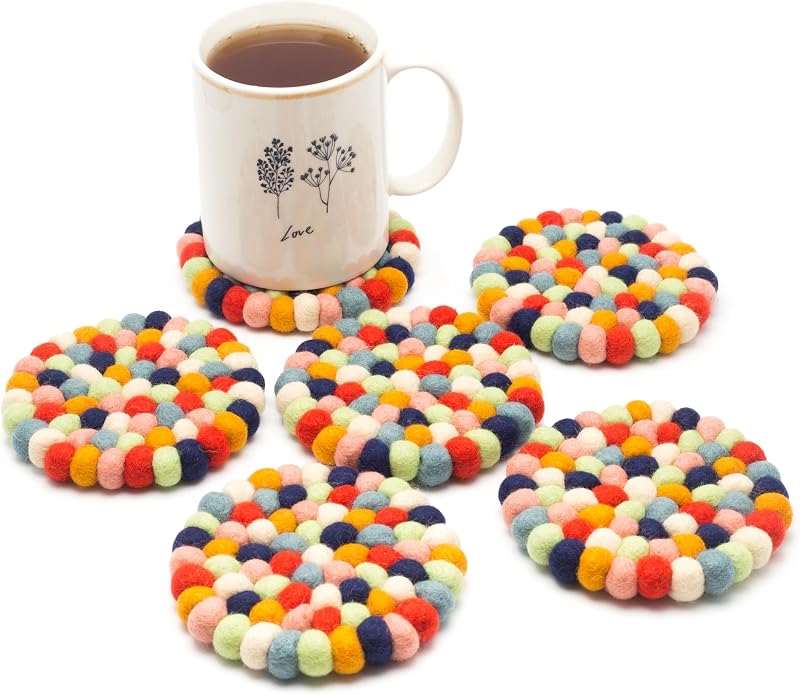 Posavasos lana bola 6 pzas para mesa café