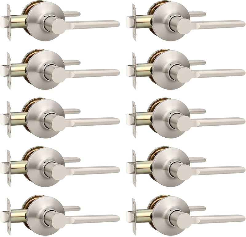 10 Manijas Puerta Níquel Cepillado Resistentes Pasillo