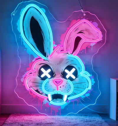 Letrero neón conejo Pascua LED regulable USB decoración