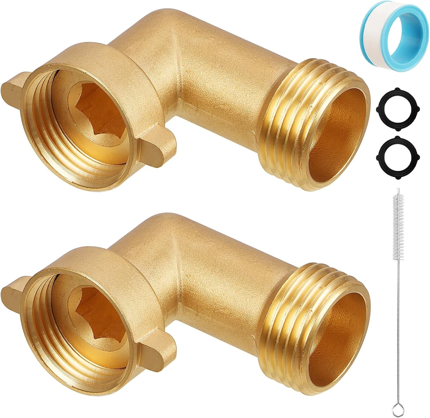 Codo manguera agua 90° para RV y jardín latón 3/4pulg