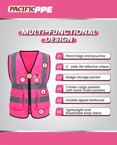Chaleco seguridad mujer alta visibilidad rosa talla S