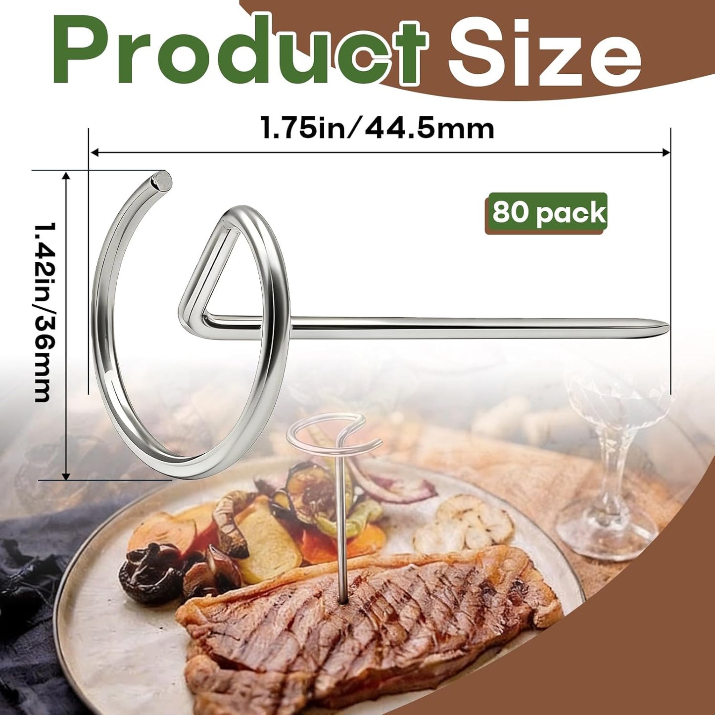 80 Pinchos Acero Inox Reutilizables 1.75pulg para Parrilla