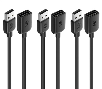 3 Cables USB 3 pies macho hembra 480 Mbps negro