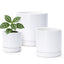 Set 3 Macetas Cerámica 4-6-8pulg Orificio Drenaje Platillo Blanco