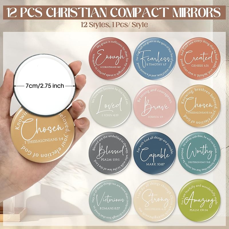 12 Set Regalos Cristianos para Mujer Espejos y Maquillaje