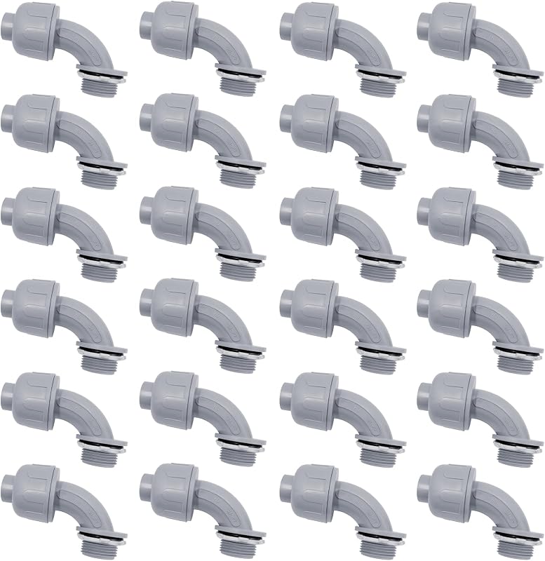 Conector hermético 3/4pulg flexible PVC 90grados UL 24pzas