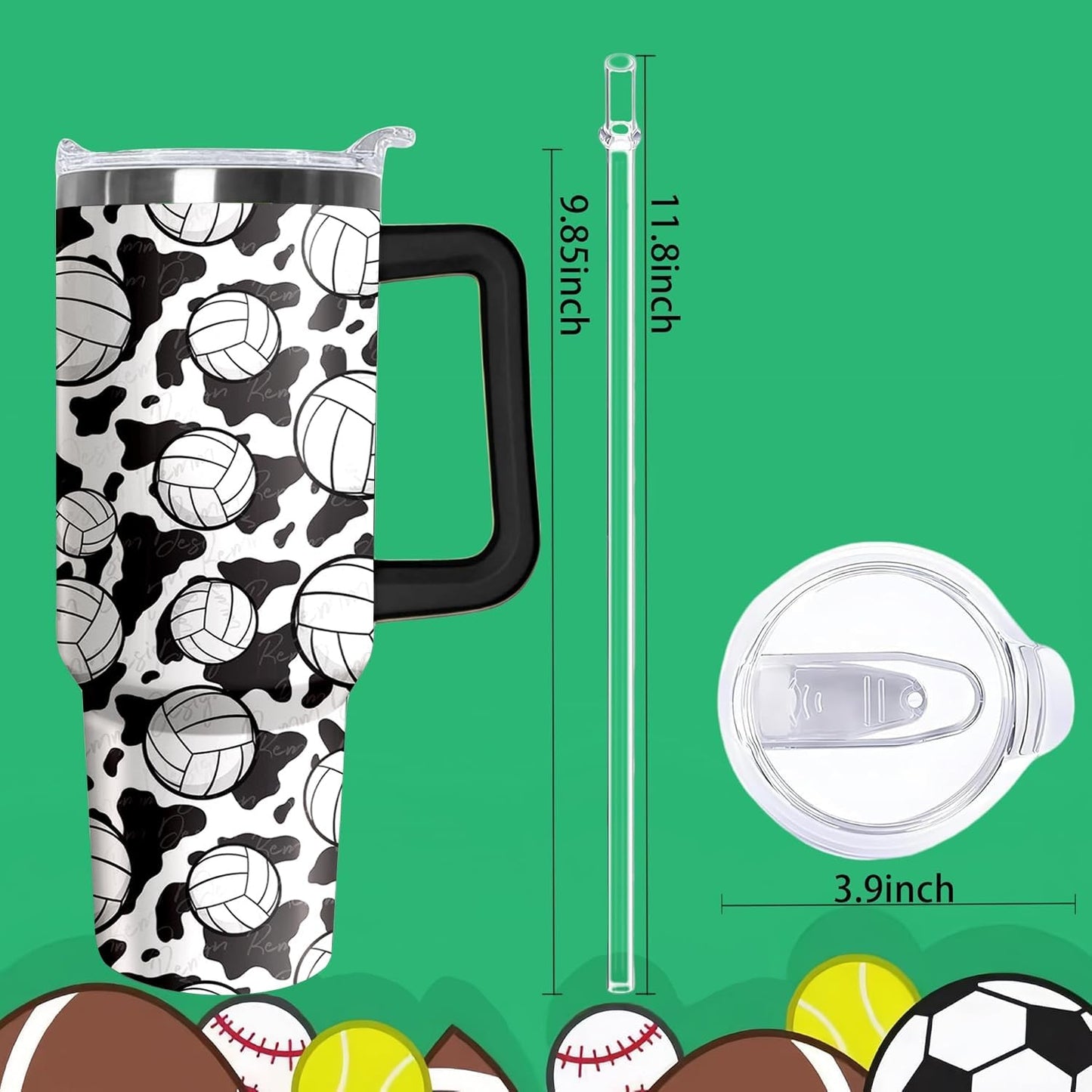 Vaso acero inox 40oz con asa tapa pajita regalo hombre