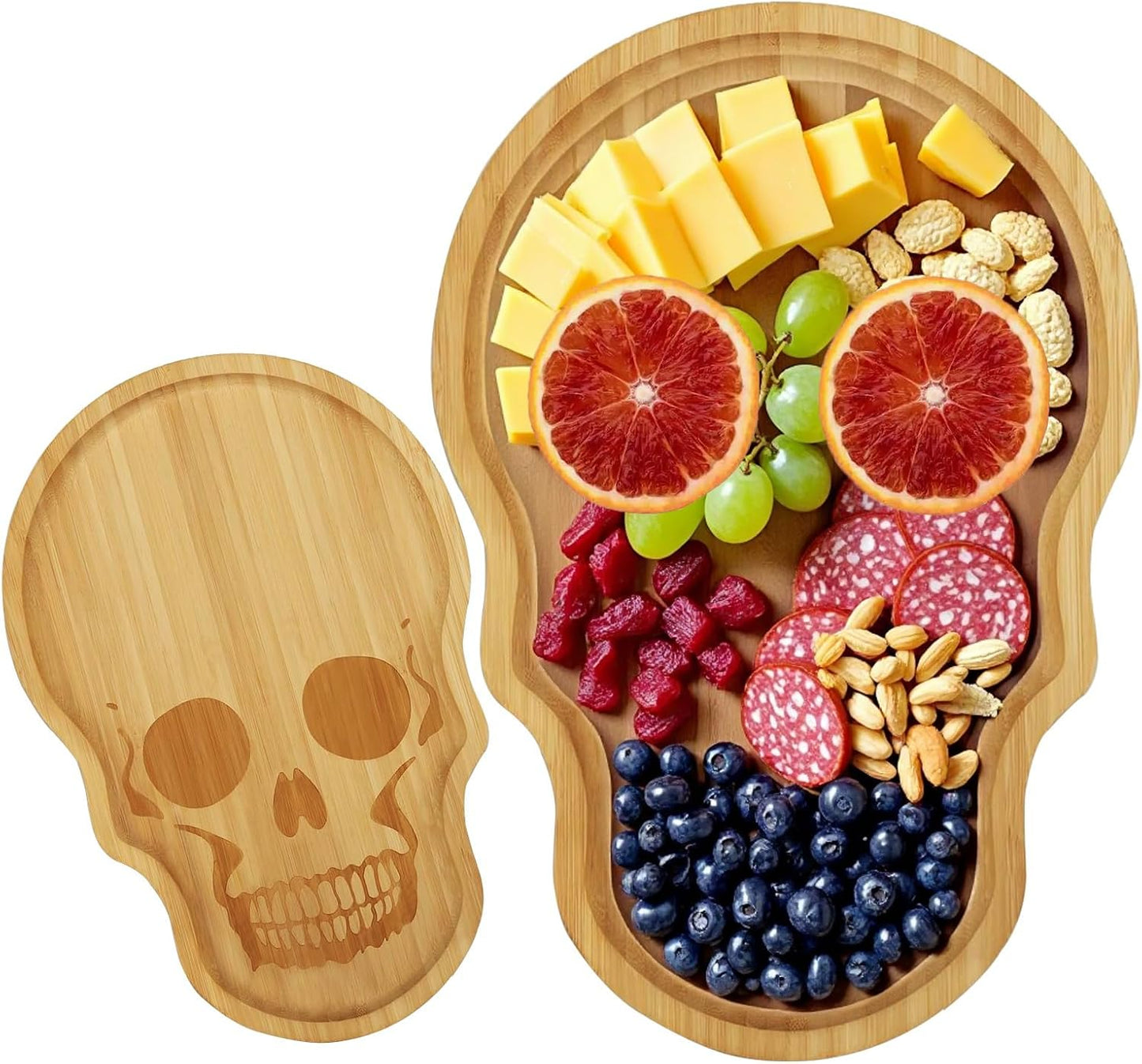 Tabla cortar queso bambú grande decorativa esqueleto Halloween