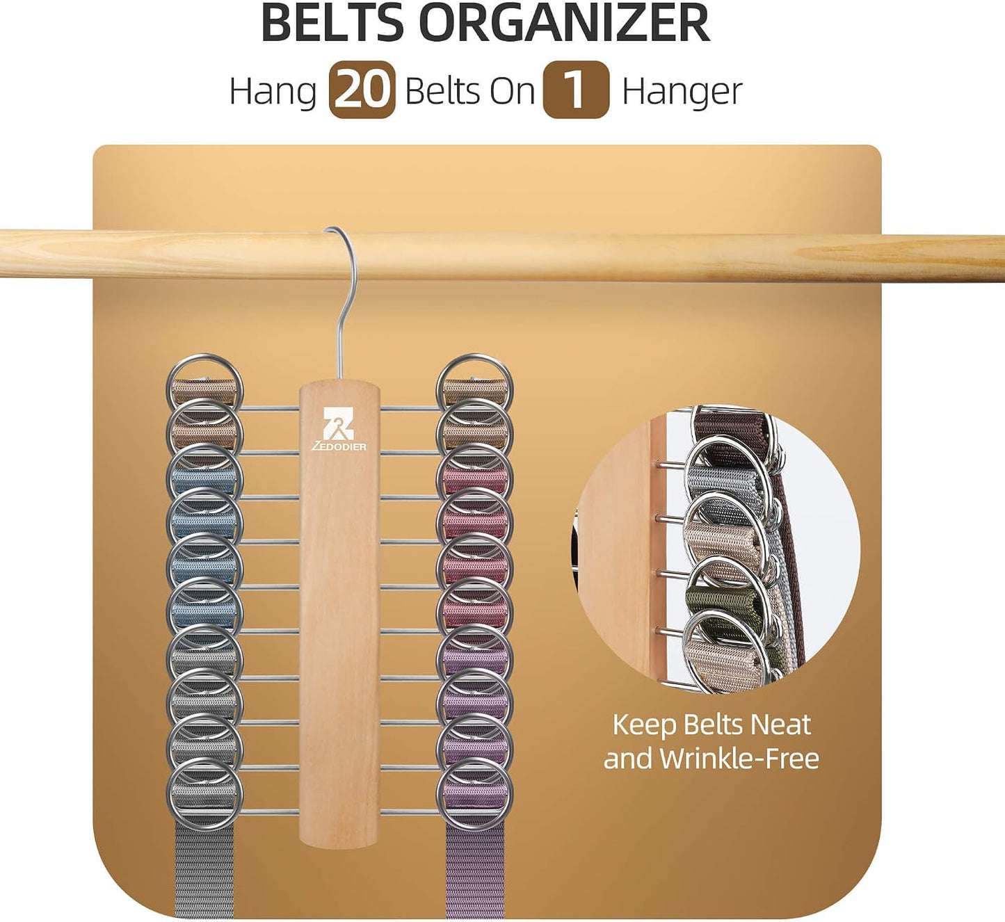 Organiz. corbatas madera giratorio antiderrap 40uds