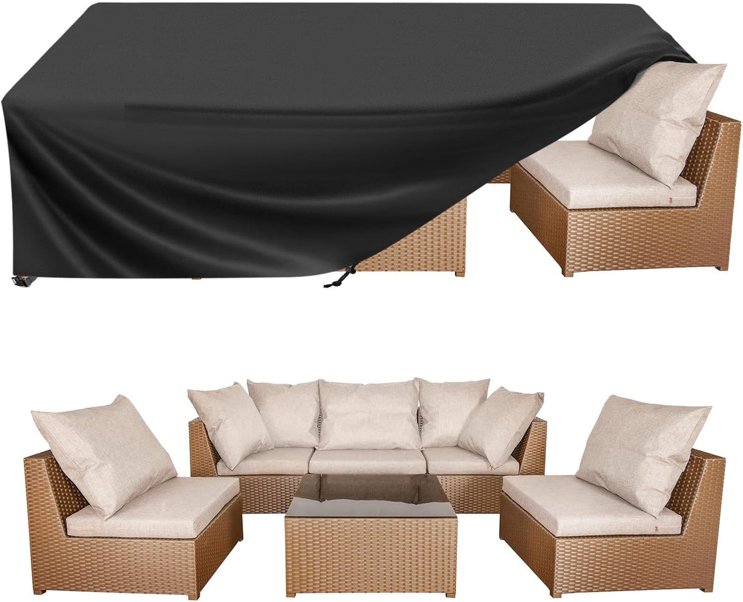 Fundas Oxford para muebles patio 138x86x32pulg negro