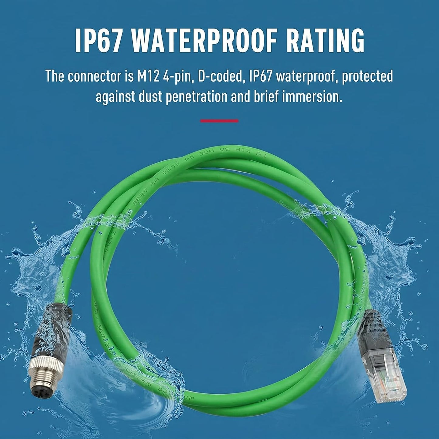 Cable Ethernet Cat5e M12 a RJ45 25m Verde