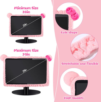 Funda monitor 20-29pulg diseño gato peluda rosada