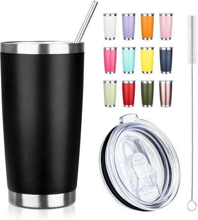 Vaso térmico acero inox con popote y cepillo negro