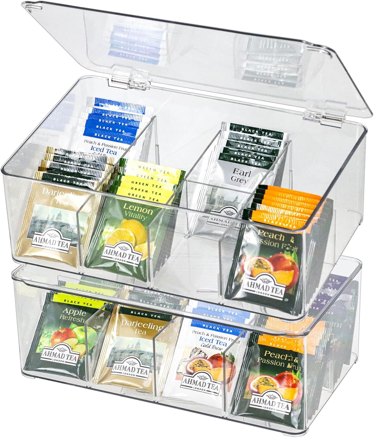 Set 2 cajas organizadoras plástico 8 compartimentos