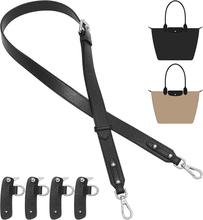 Correa bolso Longchamp 4 hebillas mejoradas negro plateado