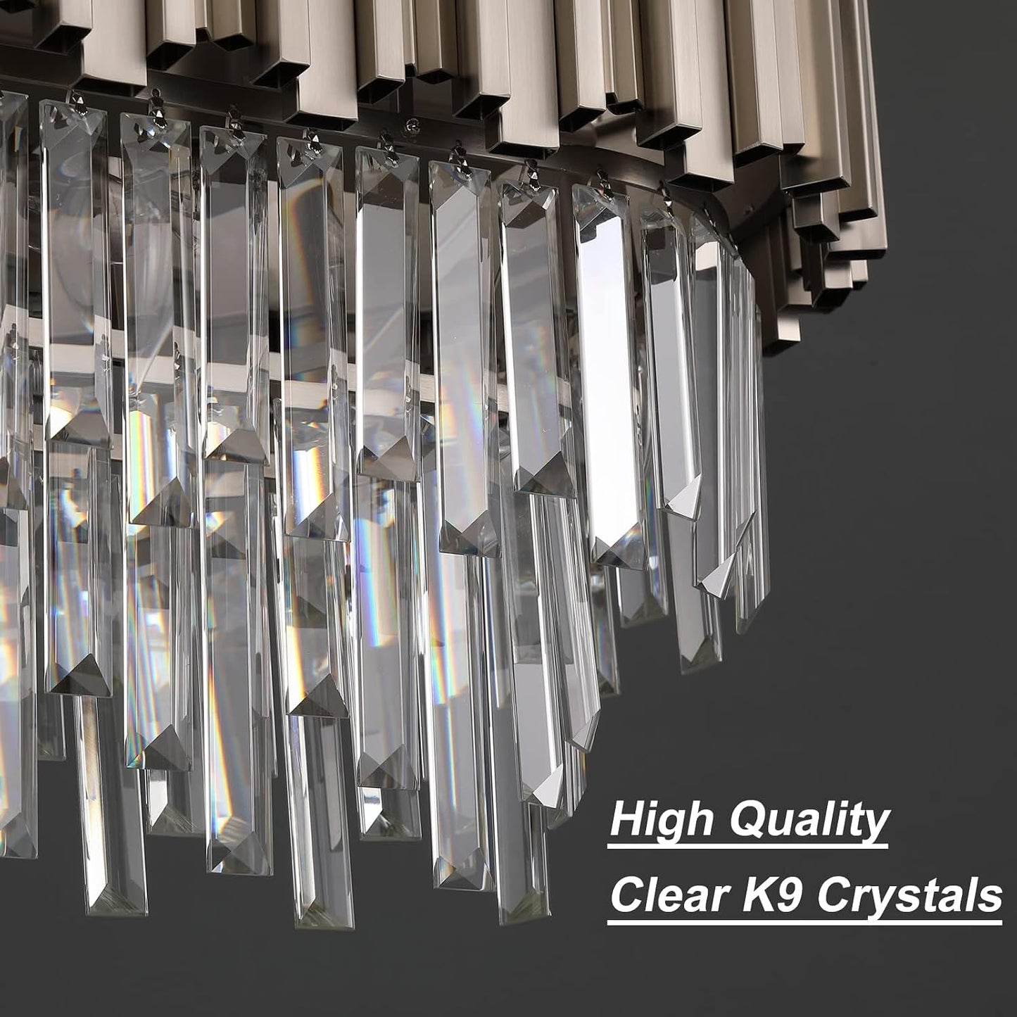 Candelabro lineal moderno de cristal 10 luces para comedor