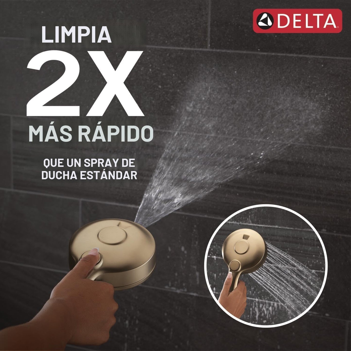 Cabezal ducha doble 2en1 5 ajustes spray bronce